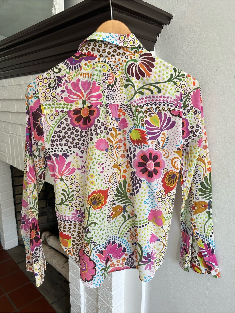 J. Crew Floral Button-Down Shirt in Pink, Green, Orange - Picture 3 of 7